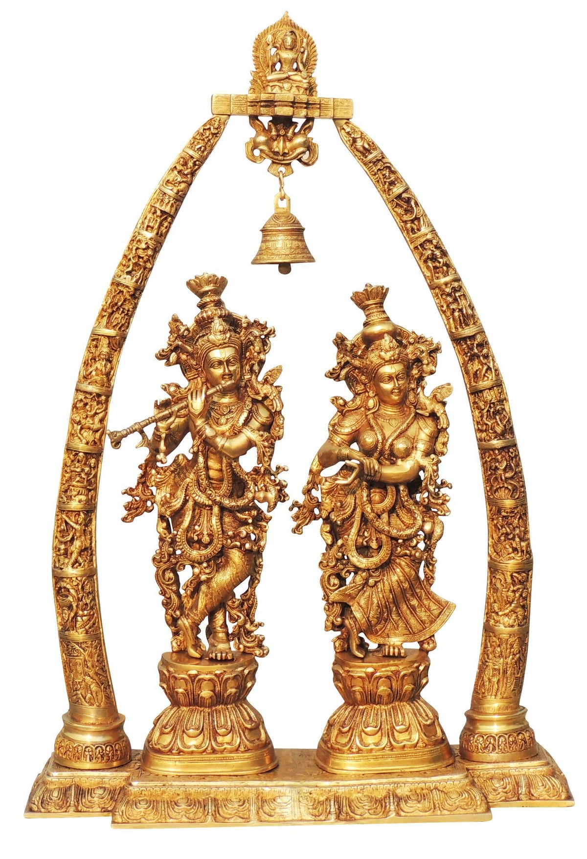 Brass Showpiece Darbar Radha Krishna God Idol Statue - 24.5*9.8*31.7 Inch (BS301 E)