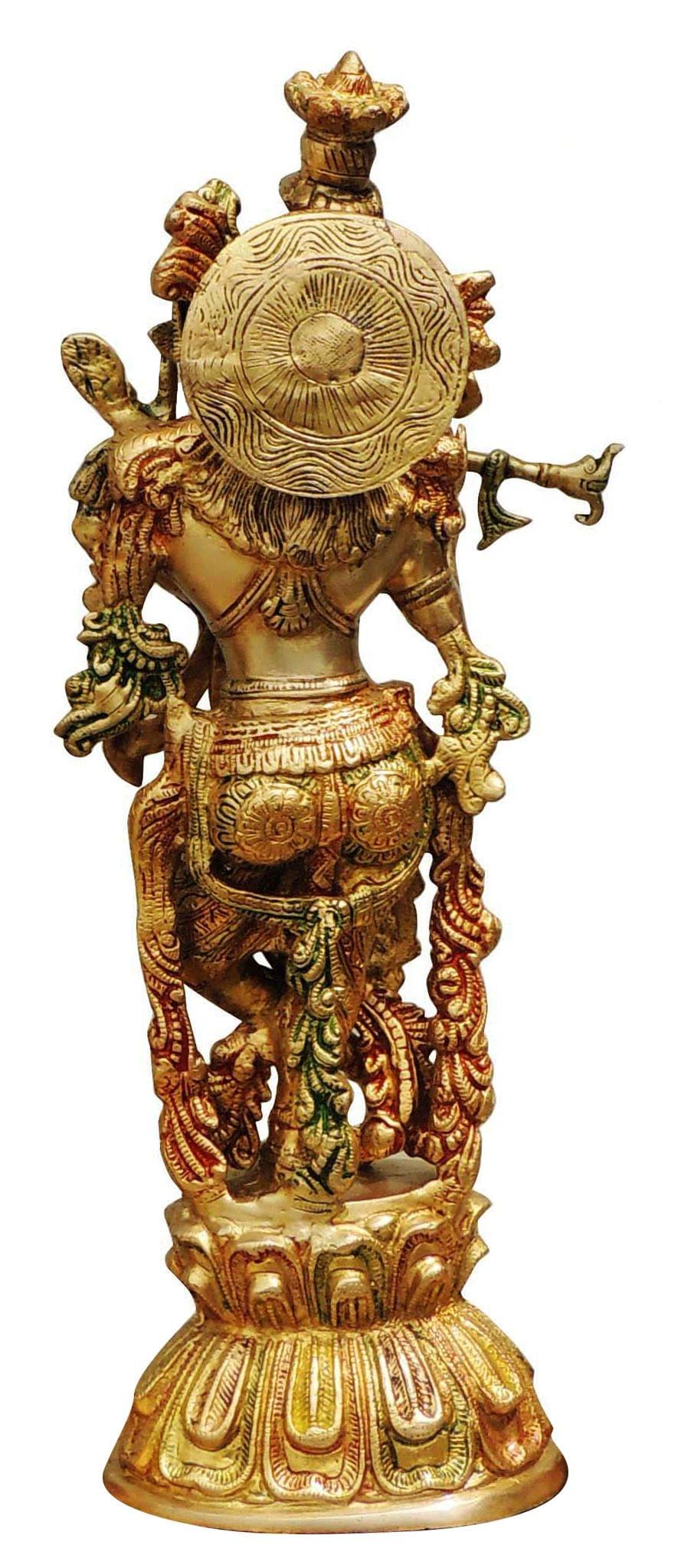 Brass Showpiece Krishna God Idol Statue  - 7*4.2*18.5 Inch (BS301 K)