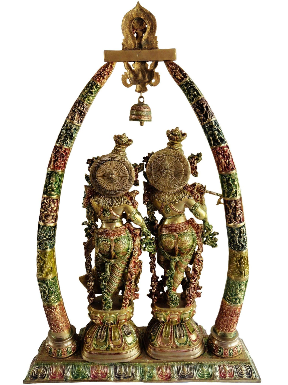 Brass Showpiece Radha Krishna Darbar Colour God Idol Statue  - 29*8*45 inch (BS301)