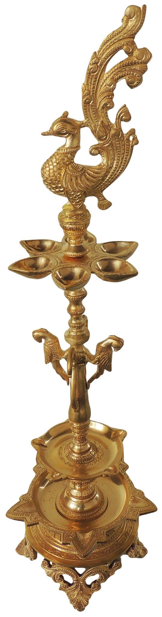 Brass Showpiece Brass Table Decor Deepak Statue - 7*7*28 Inch (BS323)