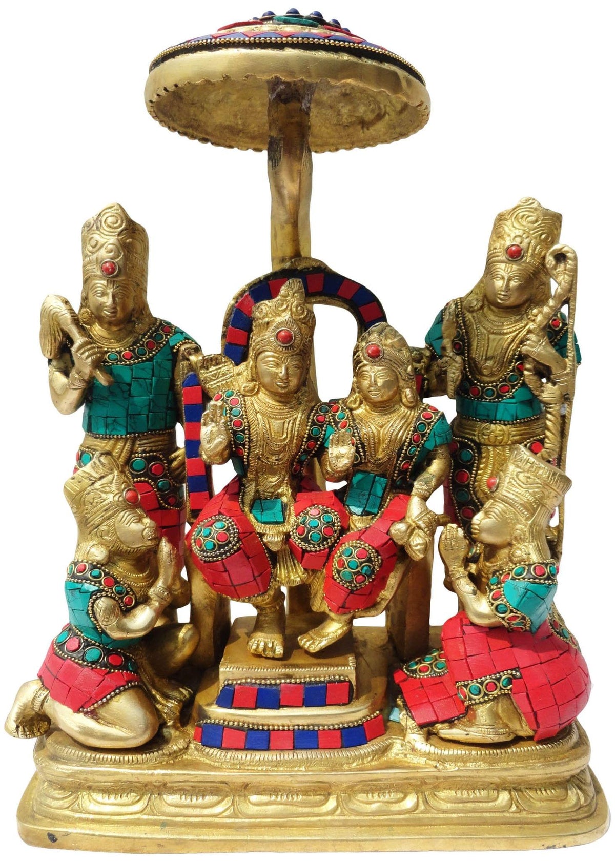 Brass Showpiece Ram Darbar God Idol Statue  - 15.5*9.5*15.3 inch (BS827 A)