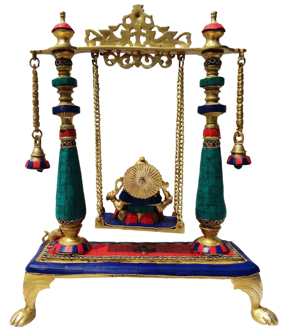 Brass Showpiece Ganesh Ji Jhula Statue - 13.5*5.5*16 Inch (BS375)