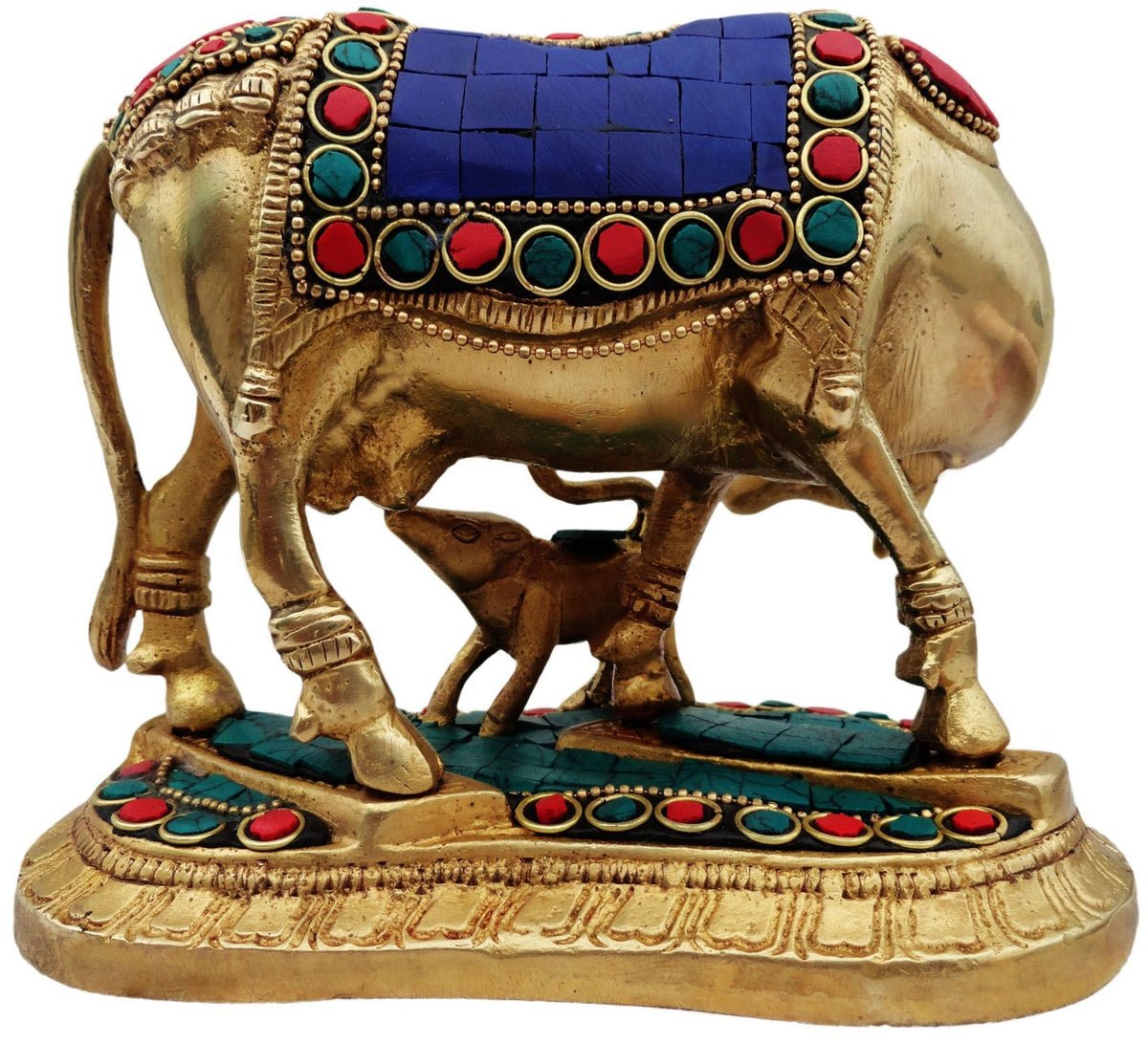 Brass Showpiece Gaye bachada stone Statue - 6.5*4*5 inch (BS382)