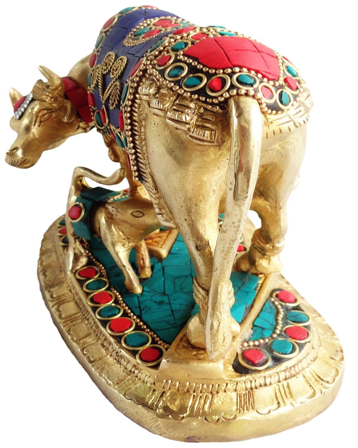 Brass Showpiece Gaye bachada stone Statue - 6.5*4*5 inch (BS382)