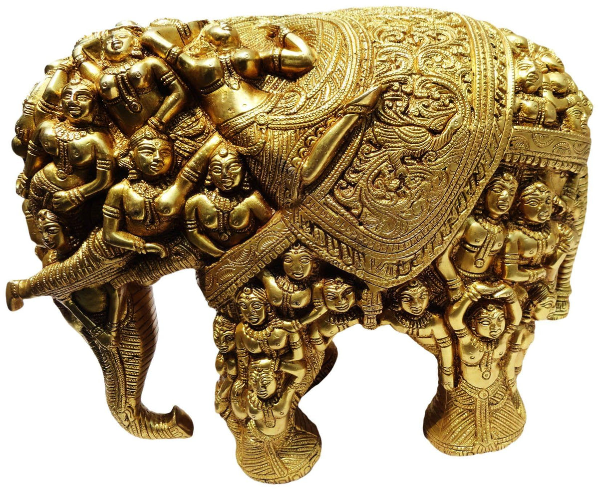 Brass Showpiece Elephant  Statue - 16*10*13 Inch (BS387 A)