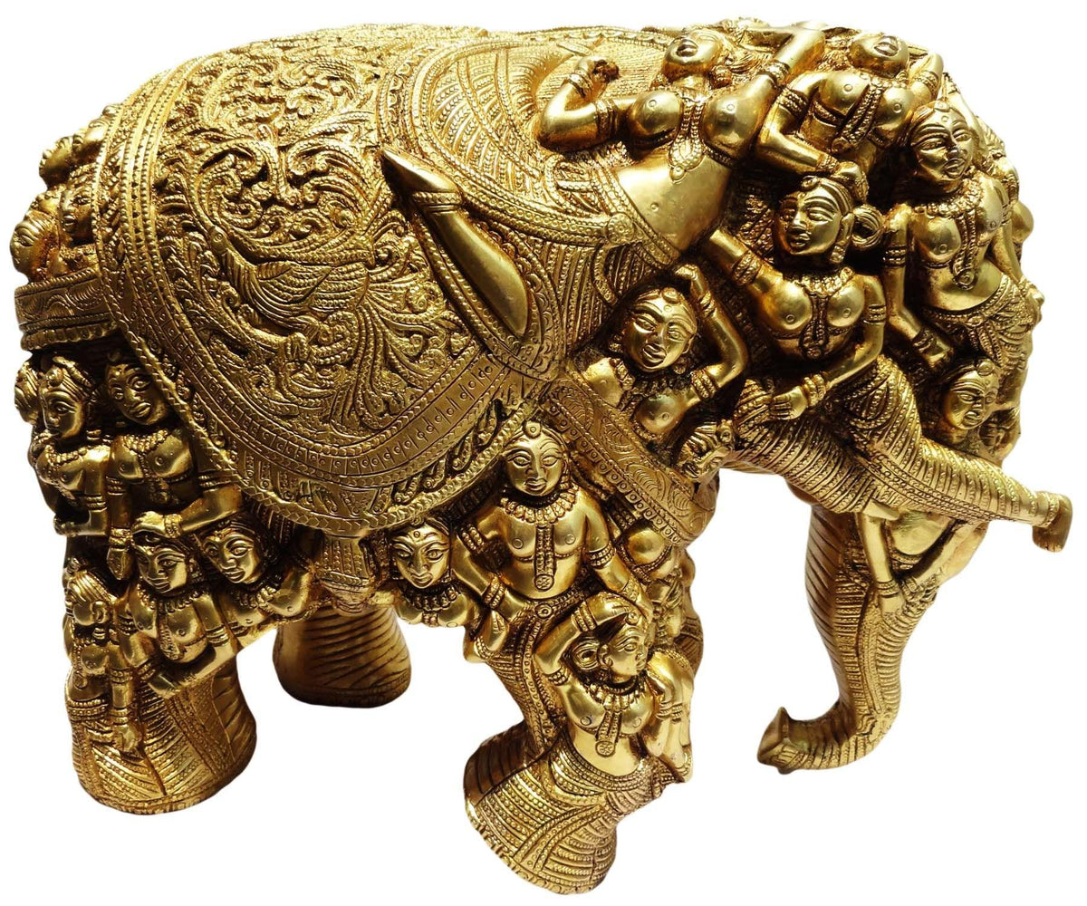 Brass Showpiece Elephant  Statue - 16*10*13 Inch (BS387 A)