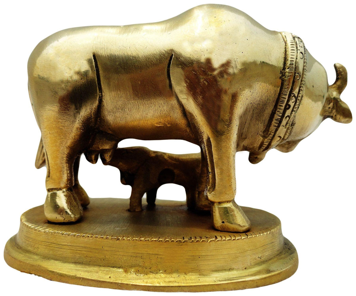 Brass Showpiece Gaye bachada Statue - 3.5*2.5*3 inch (BS391 A)