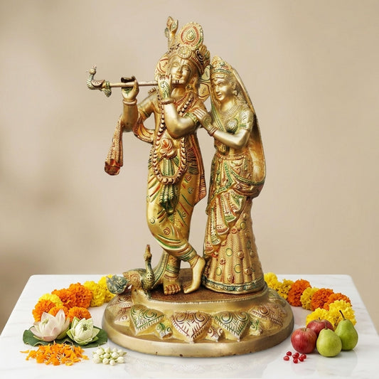 Brass Showpiece Radha Krishna God Idol Statue  - 11*8*17 inch (BS399 A)