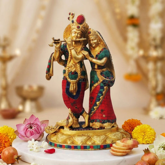 Brass Radhe Krishna Statue God idol - 10.6*8*17 inch (BS399 M)