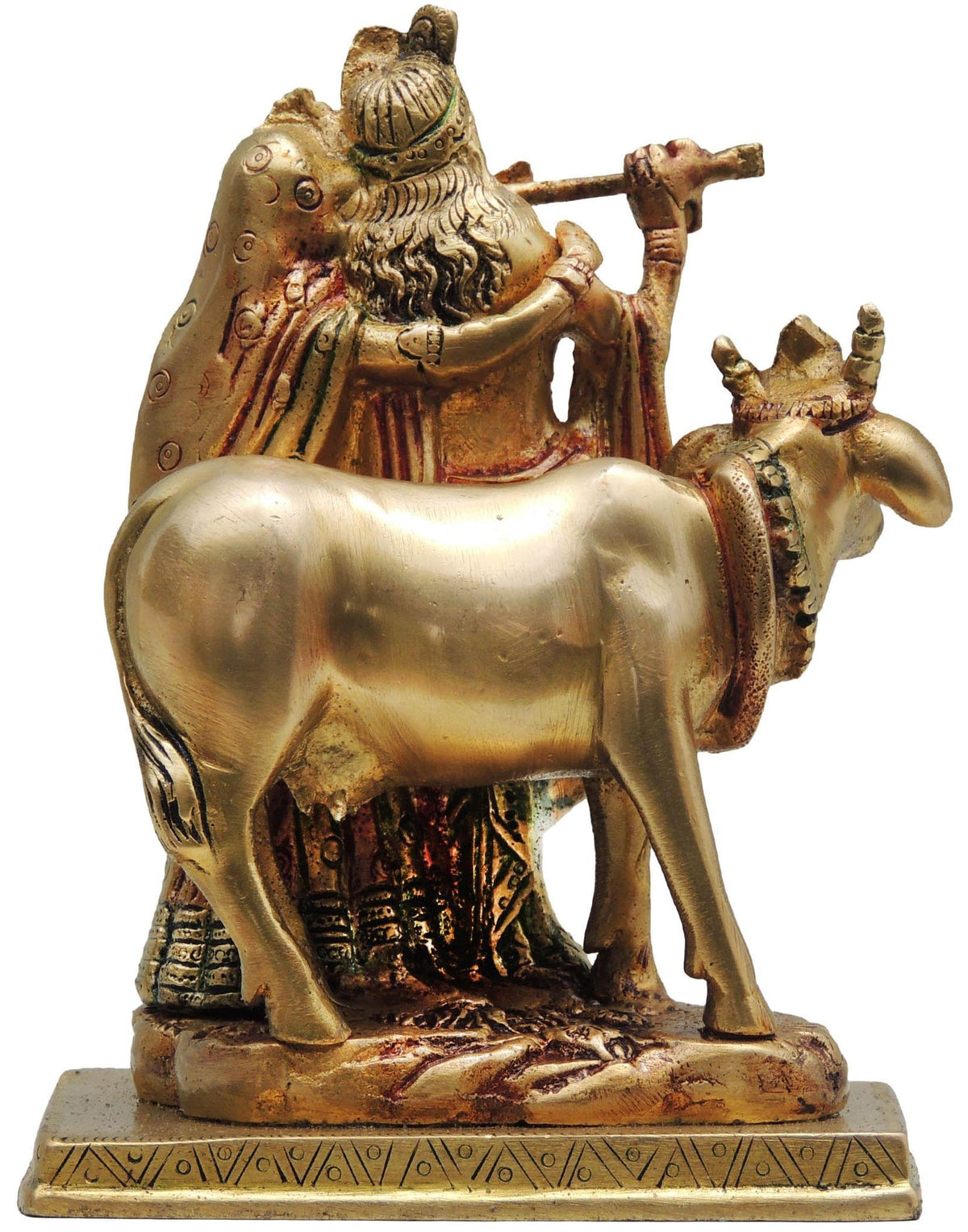 Brass Showpiece Radha Krishna with Gaye God Idol Statue  - 5.5*4*7.5 inch (BS400)