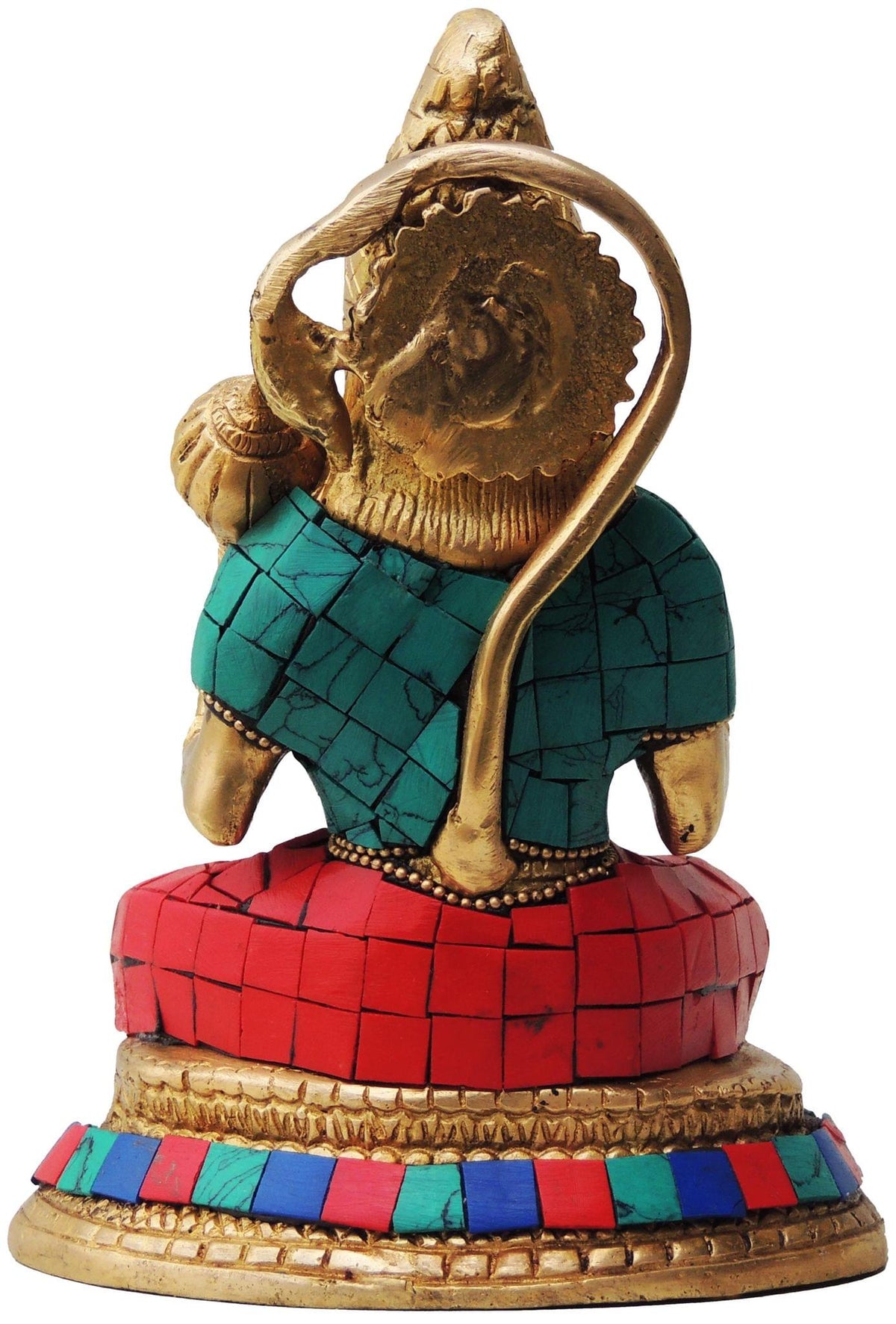 Brass Showpiece Hanuman Ji With Turquoise Coral Stone Finish Statue - 3*5*6.5 Inch (BS433)