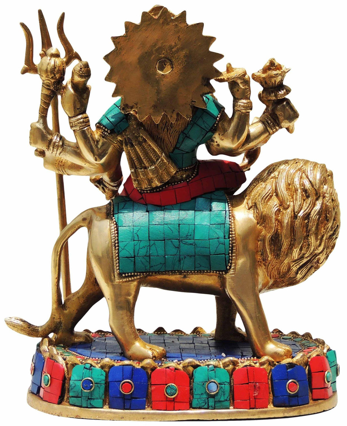 Brass Showpiece Durga Ji God Idol Statue - 7.8x5x10 Inch (BS441)