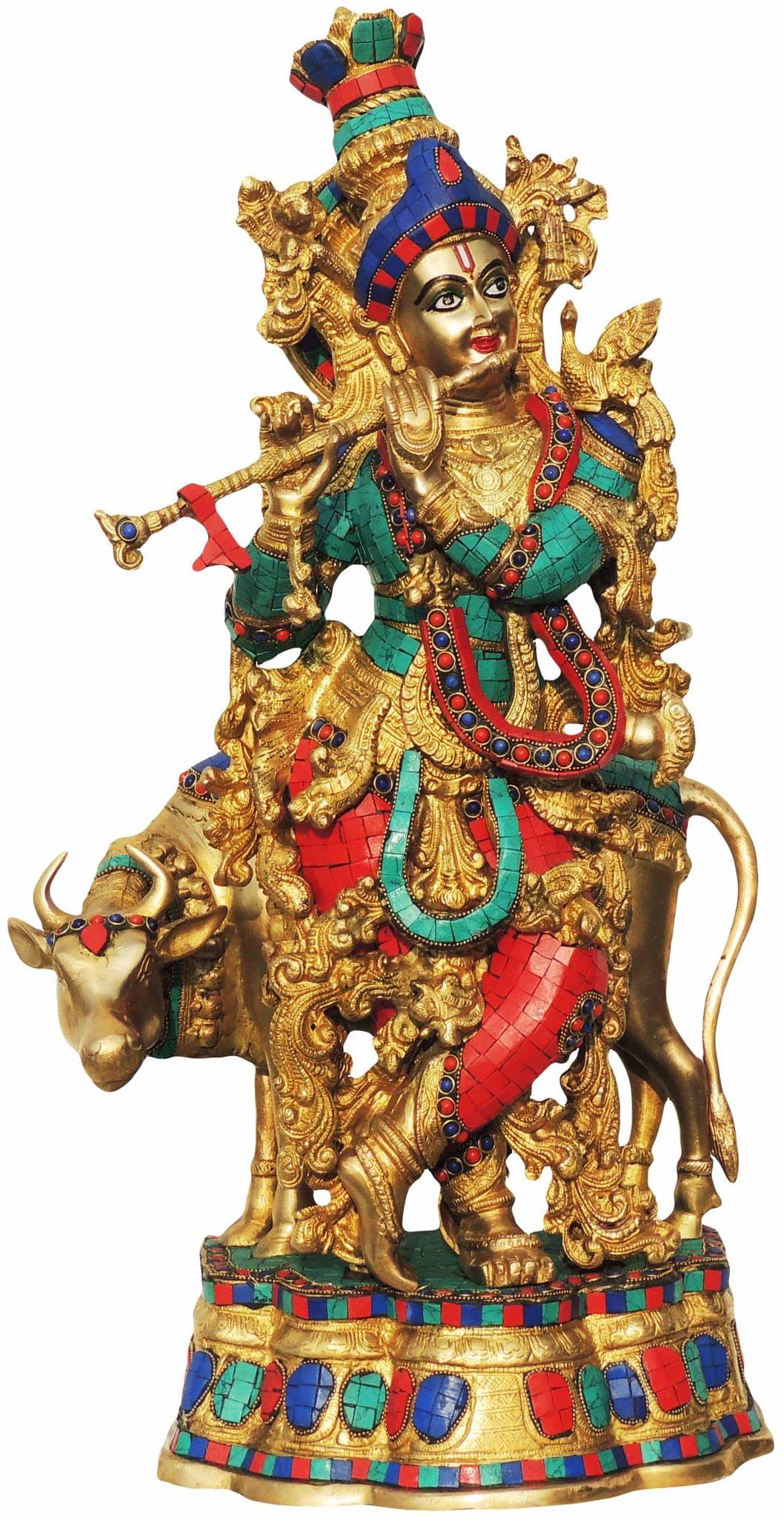 Brass Krishna Stone -14.5*8*26 (BS469)