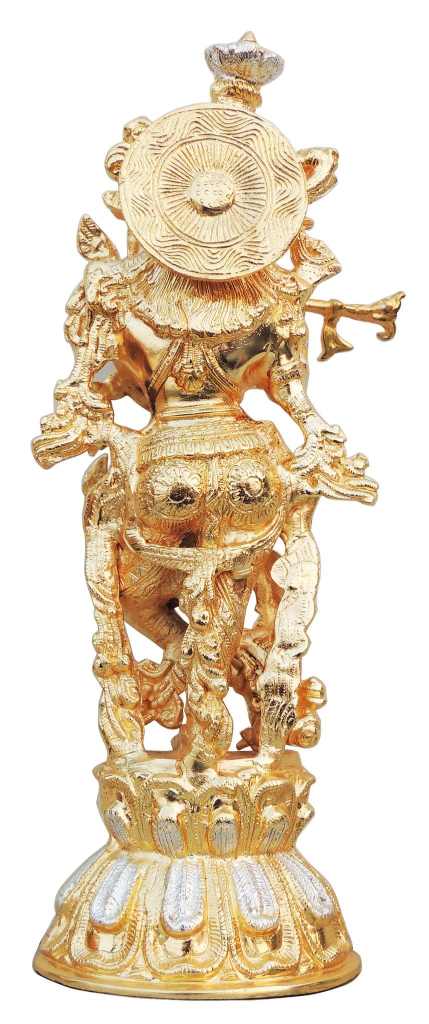 Brass Showpiece Krishna In Two Tone Finish Statue - 7.5*4.5*17.5 Inch (BS473 B)