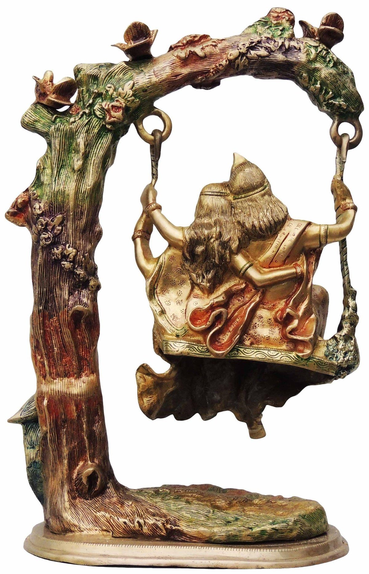 Brass Showpiece Radha Krishna Jhula colour God Idol Statue  - 13.5*7.5*21 inch (BS474)