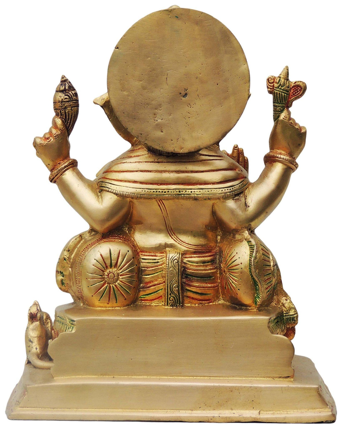 Brass Showpiece Ganesh Ji With Colour God Idol Statue - 10.5*7.2*12.8 inch (BS475)