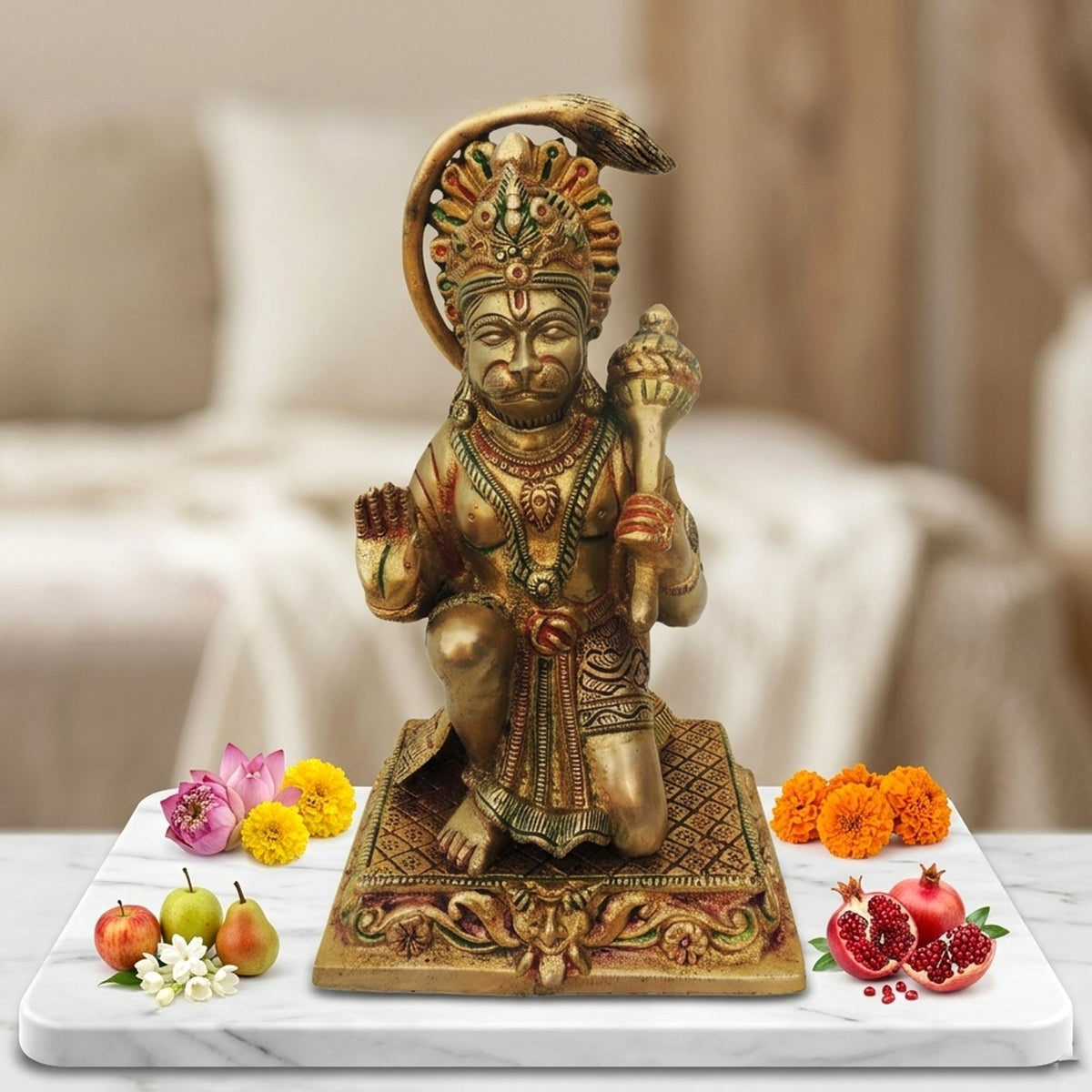 Brass Showpiece Sitting Hanumna Ji Statue - 5.5*4*9 Inch (BS499 B)