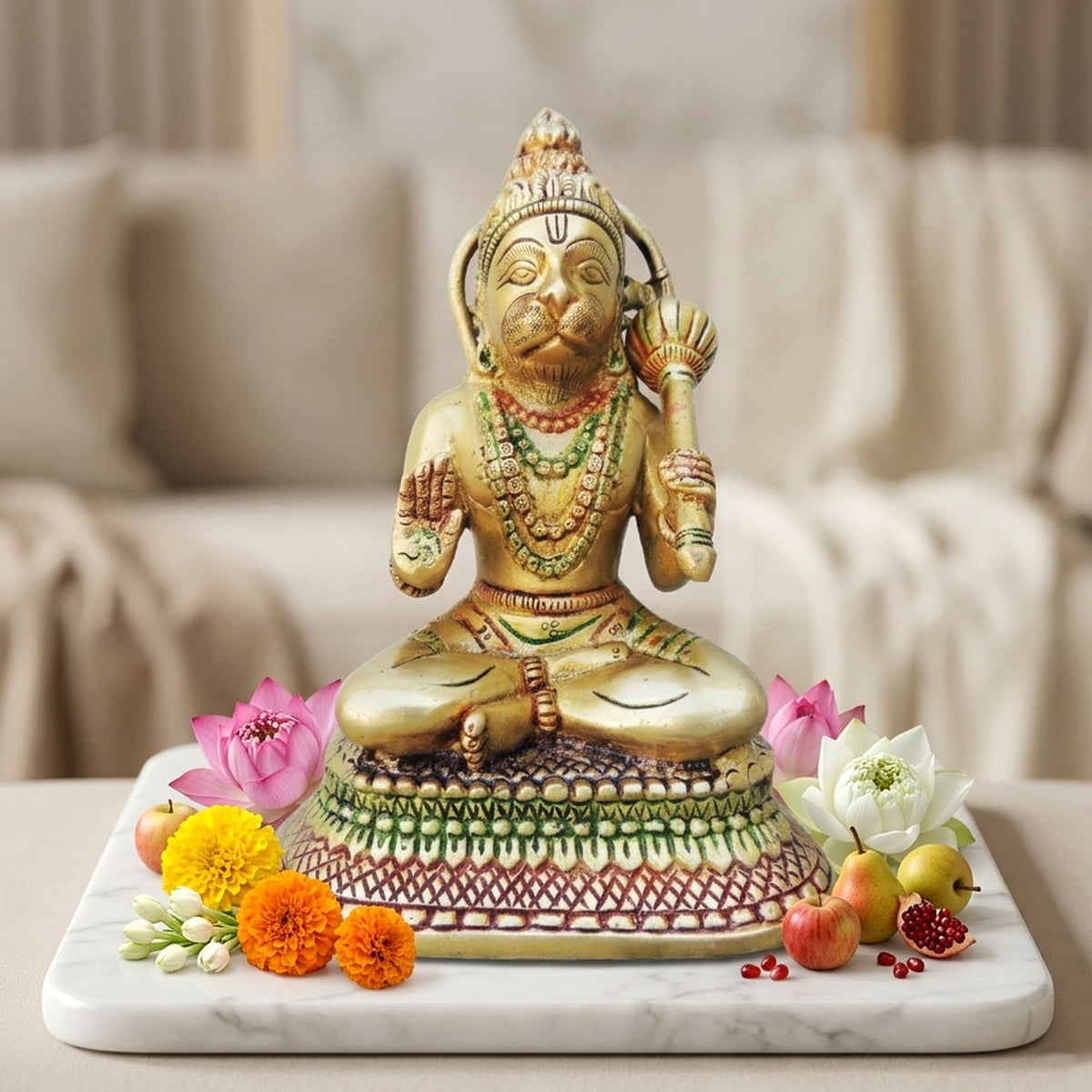 Brass Showpiece Hanuman Ji Statue - 5.2*3.3*7.3 Inch (BS499 C)
