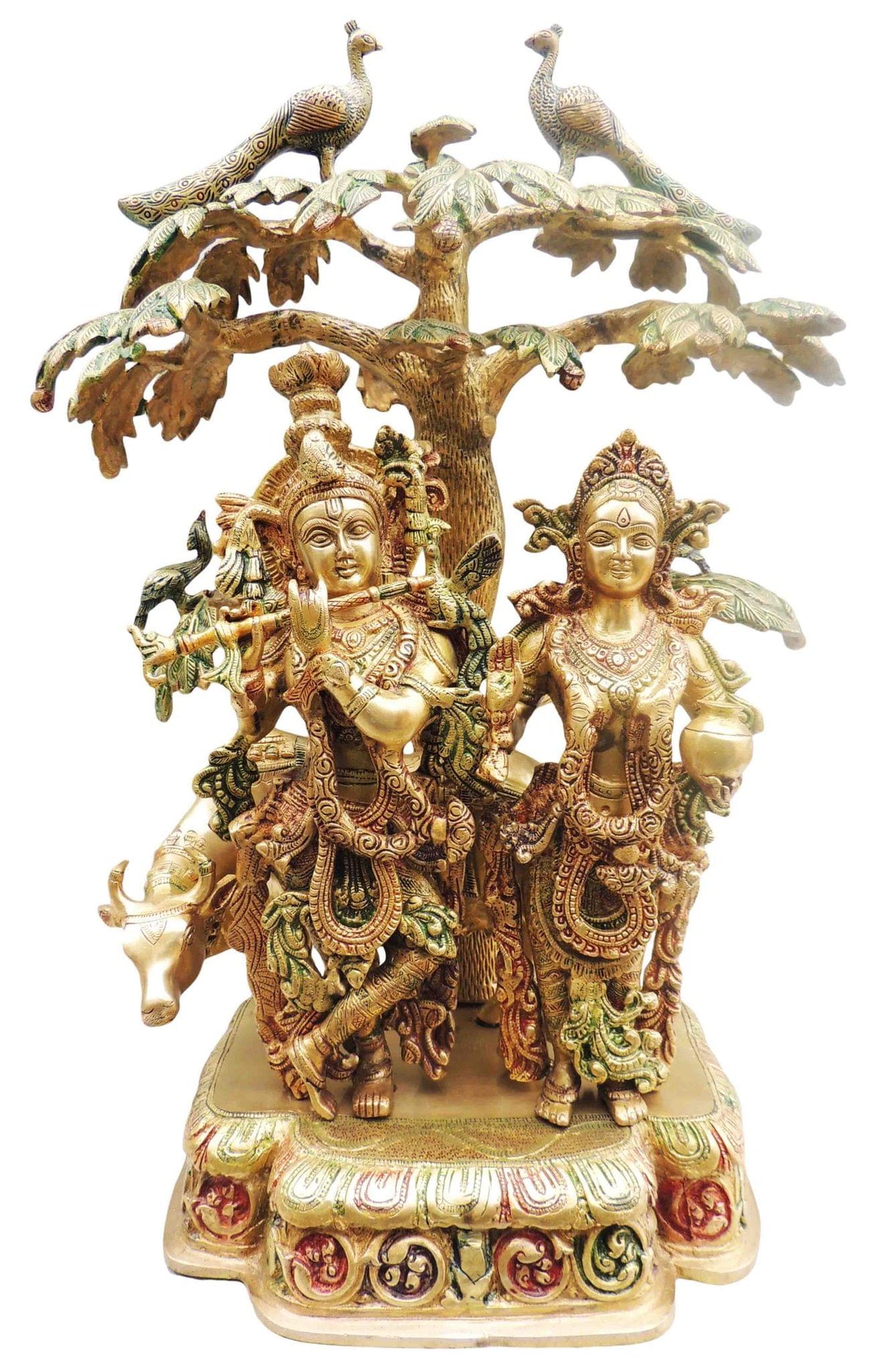 Brass Showpiece Tree Radha Krishna colour God Idol Statue  - 17.5*10*24 inch (BS500)