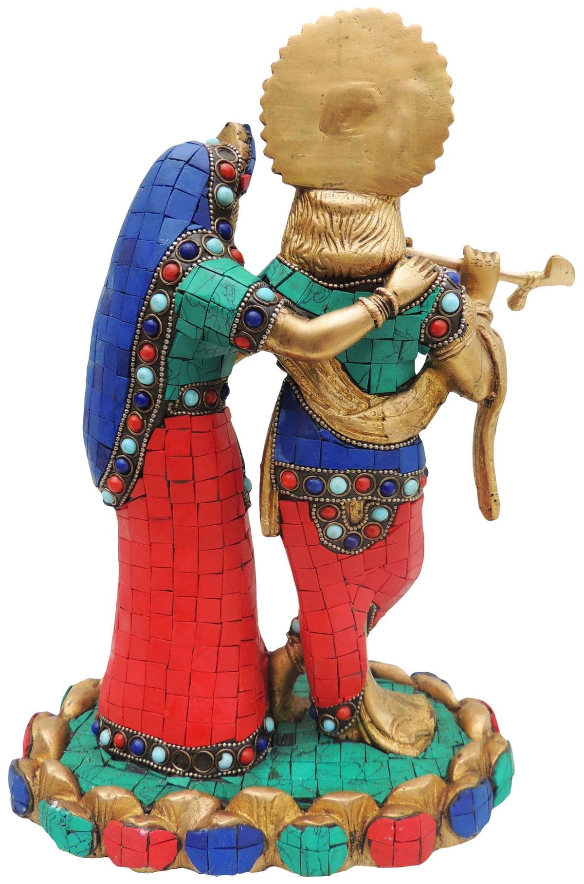 Brass Showpiece Radha krishna 1.Base Stone work God Idol Statue  - 8*5*11 inch (BS518)