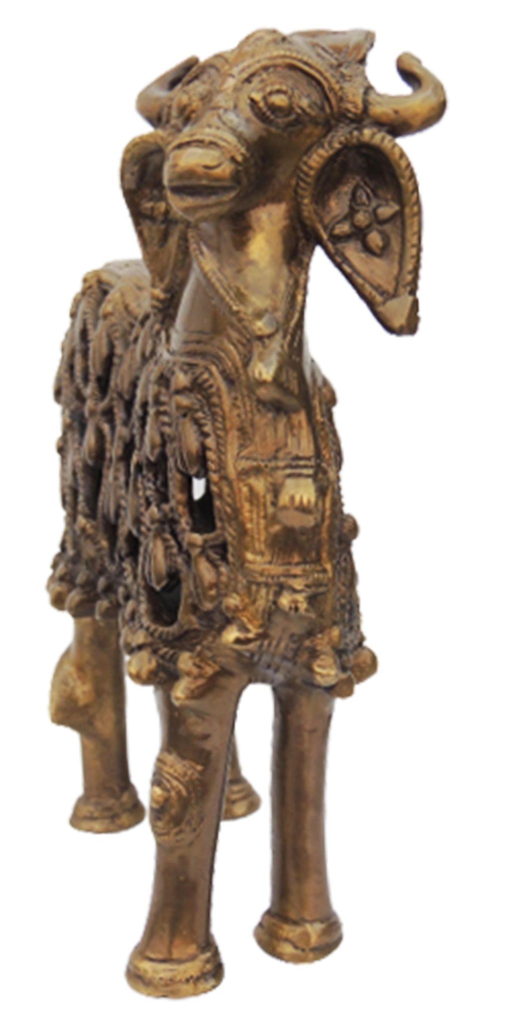 Brass Showpiece Nandi Jali Statue - 7.5*2.2*8.2 Inch (BS564 A)