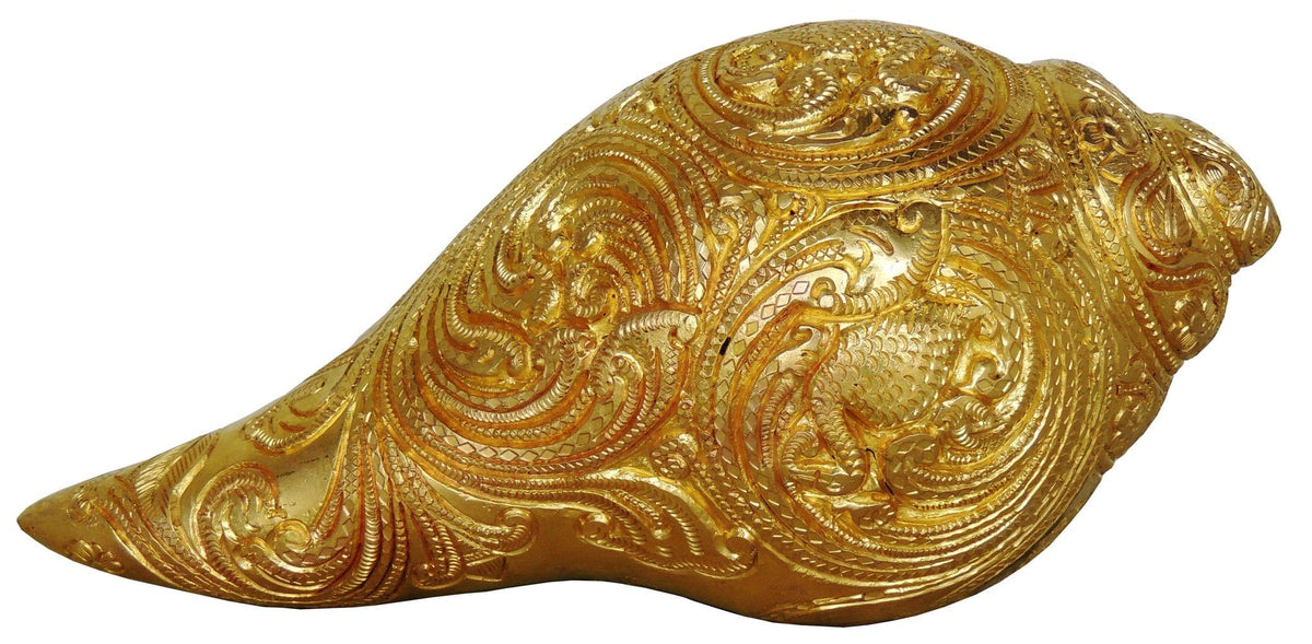 Brass Showpiece Shankh Statue - 8*4*4 Inch (BS579 A)