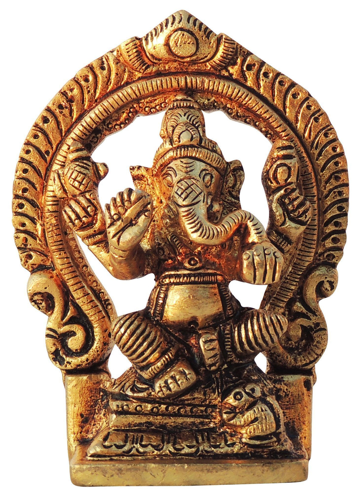 Brass Showpiece Ganesh Ji God Idol Statue - 2.8*1*3.5 Inch (BS596 G)