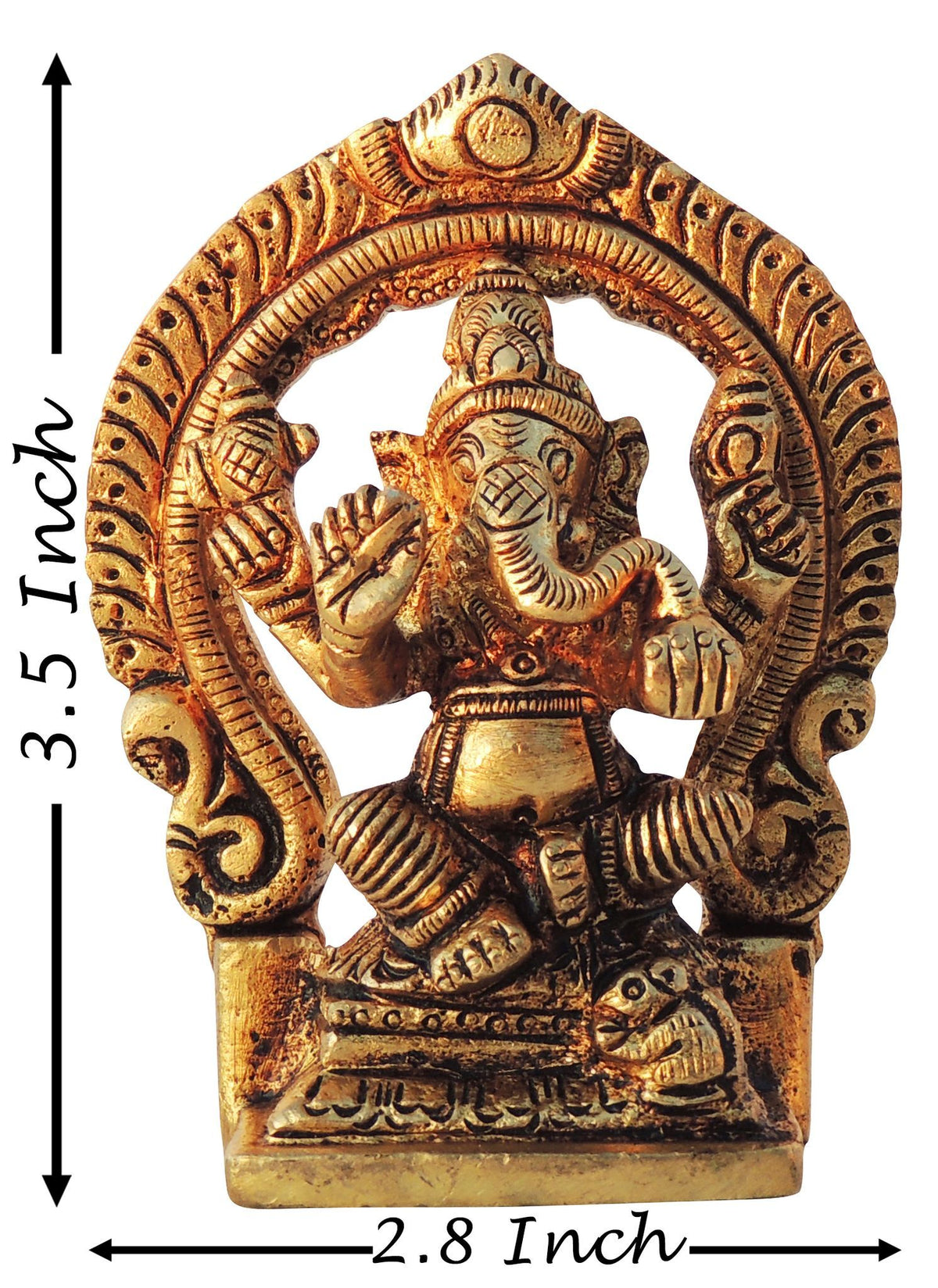 Brass Showpiece Ganesh Ji God Idol Statue - 2.8*1*3.5 Inch (BS596 G)