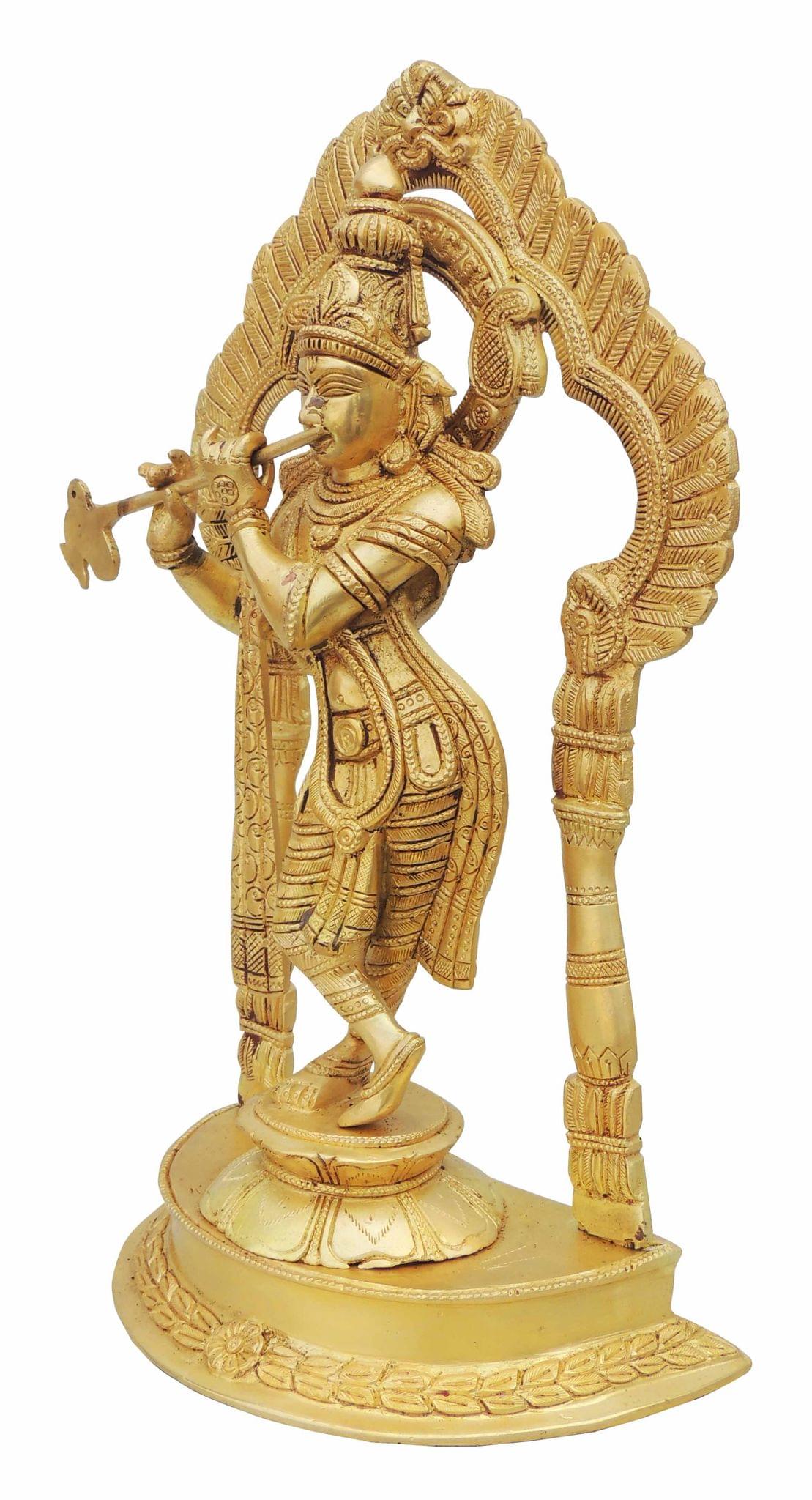 Brass krishna standing darbar SF Yellow-8.5*4.8*14.5 (BS600 A)