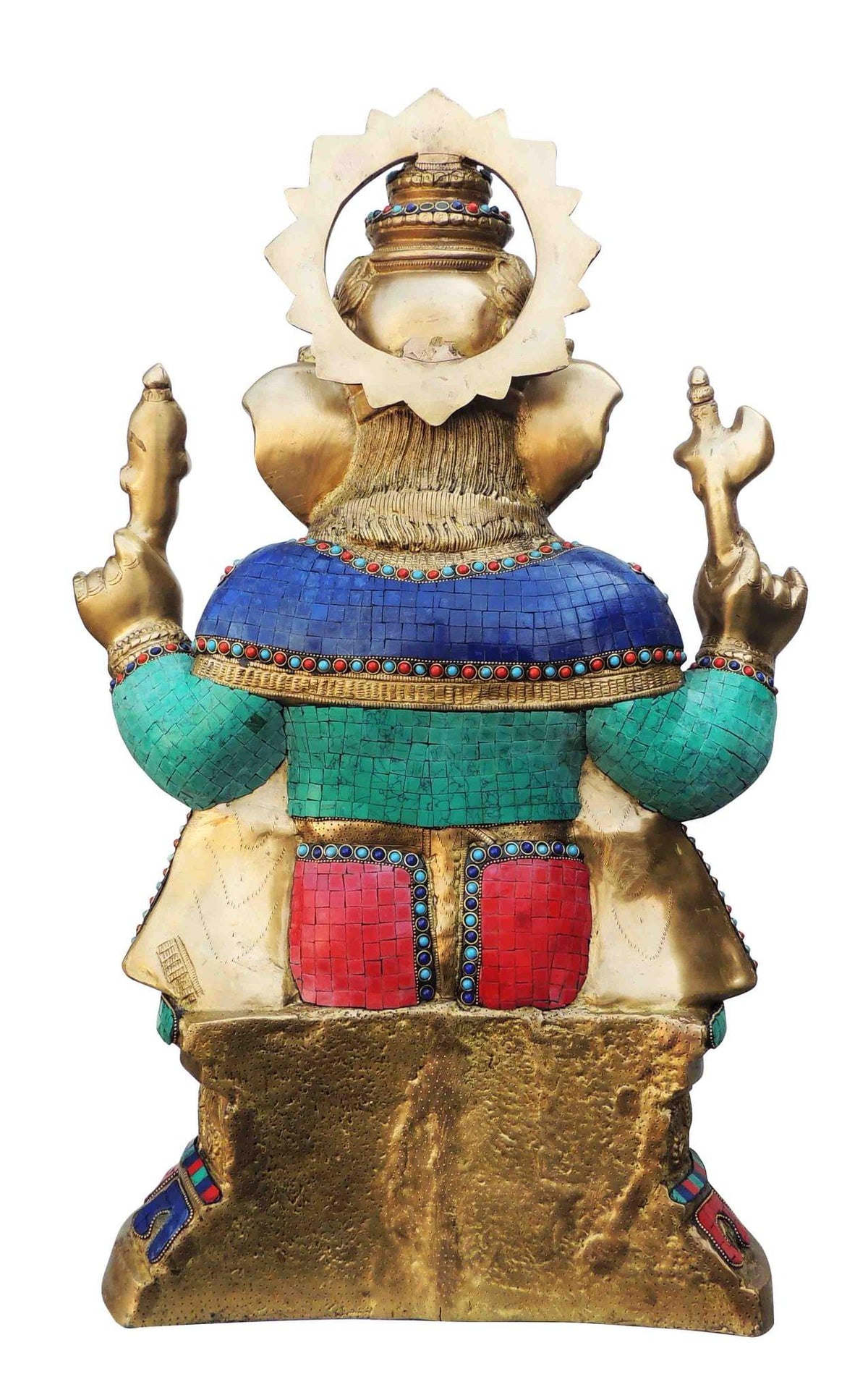 Brass Showpiece Ganesh Ji Big Stone God Idol Statue - 17.5*10.5*27.2 inch (BS609)