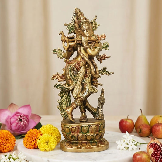 Brass Krishna Colour Statue-5.8*2.8*12 (BS615 C)