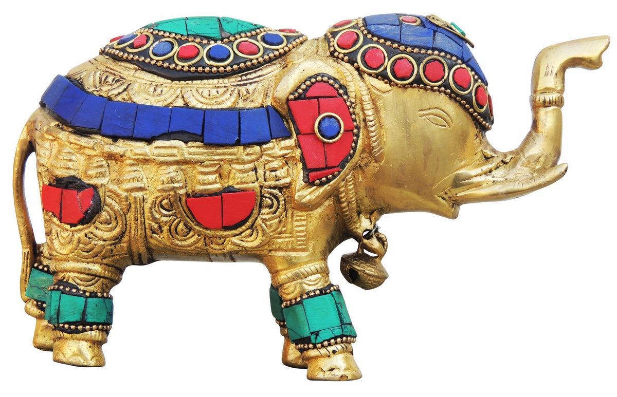 Brass Showpiece Elephant Statue - 7*2.5*4.3 Inch (BS620 A)