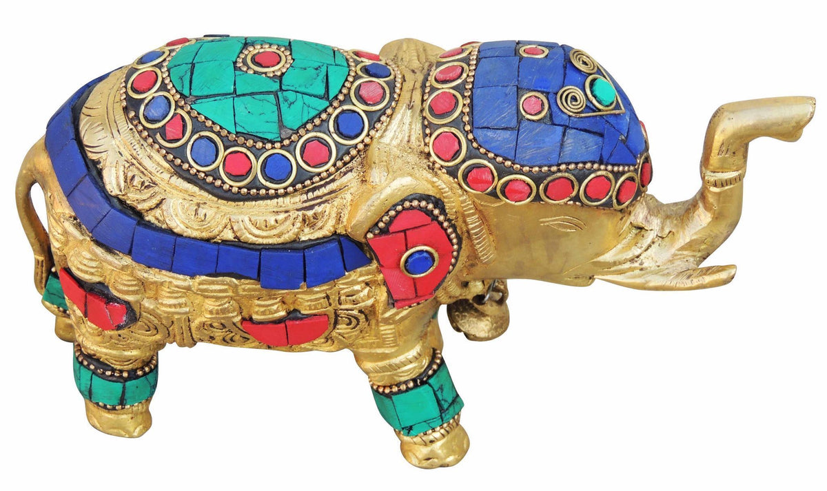 Brass Showpiece Elephant Statue - 7*2.5*4.3 Inch (BS620 A)