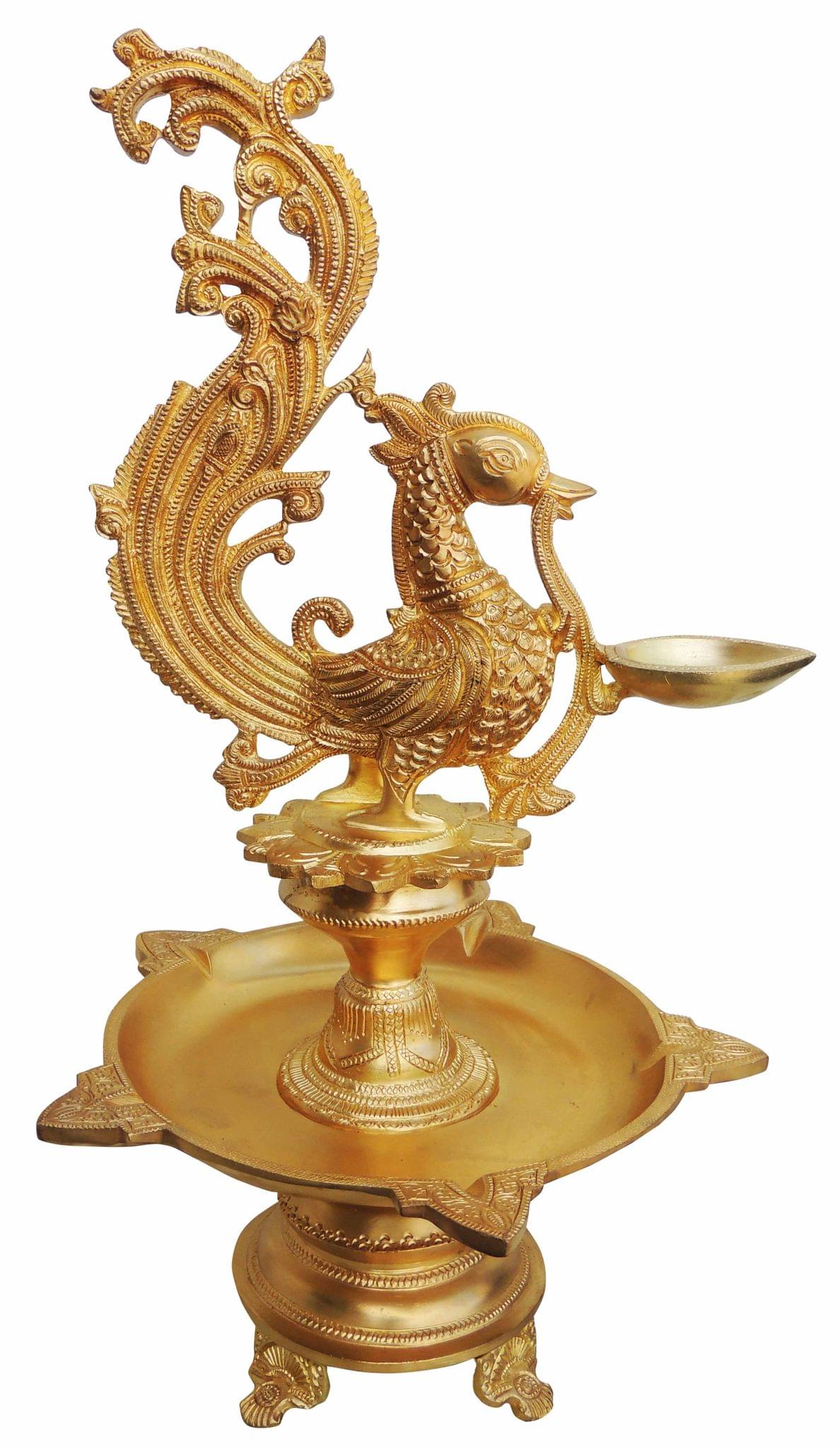 Brass Showpiece Cock, Murga Deepak God Idol Statue - 9.5*9.5*17 Inch (BS628)