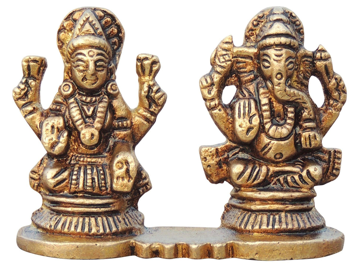 Brass Showpiece Laxmi Ganesh One Same Base God Idol Statue - 2.8*1*2 inch (BS645 A)