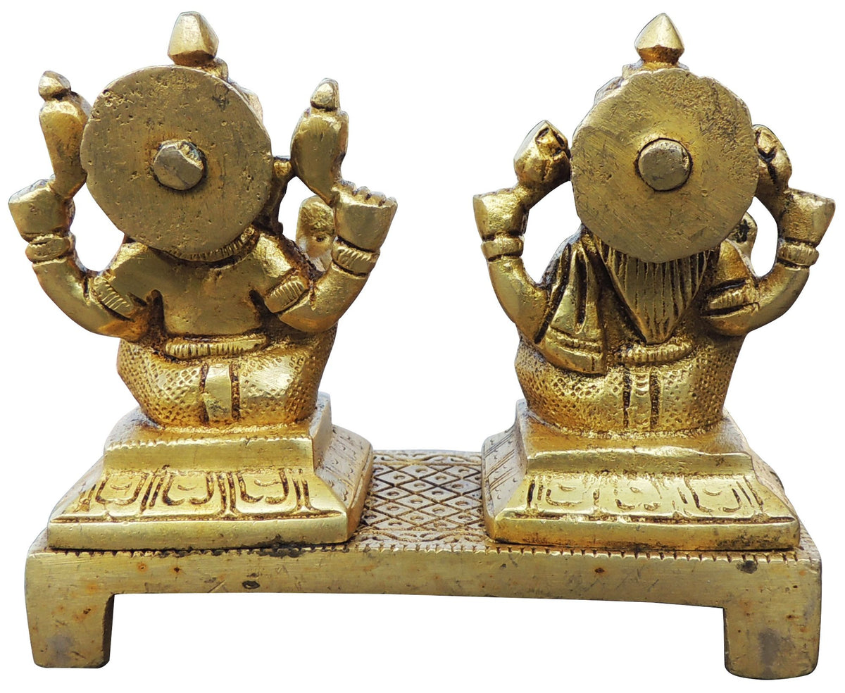 Brass Showpiece Laxmi Ganesh God Idol Statue - 4*1.7*3.5 Inch (BS645 P)