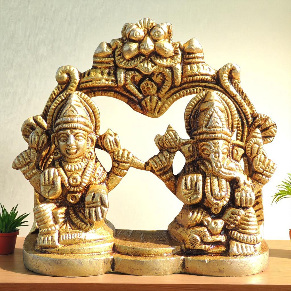Brass Showpiece Laxmi Ganesh God Idol Statue - 3.5*1.2*3.2 Inch (BS645 R)