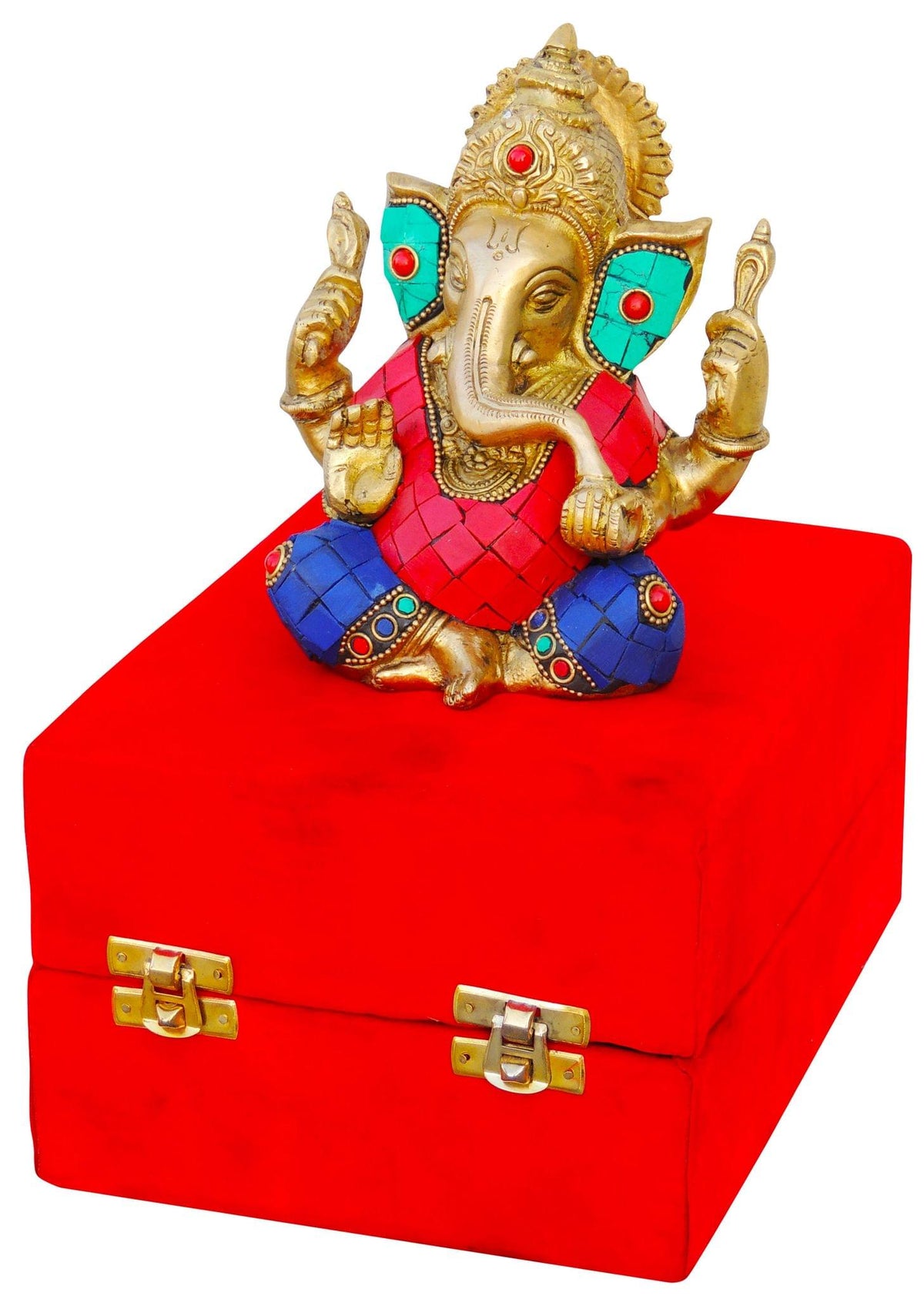 Brass Showpiece Ganesh Ji stone God Idol Statue - 5*3*6 inch (BS656)
