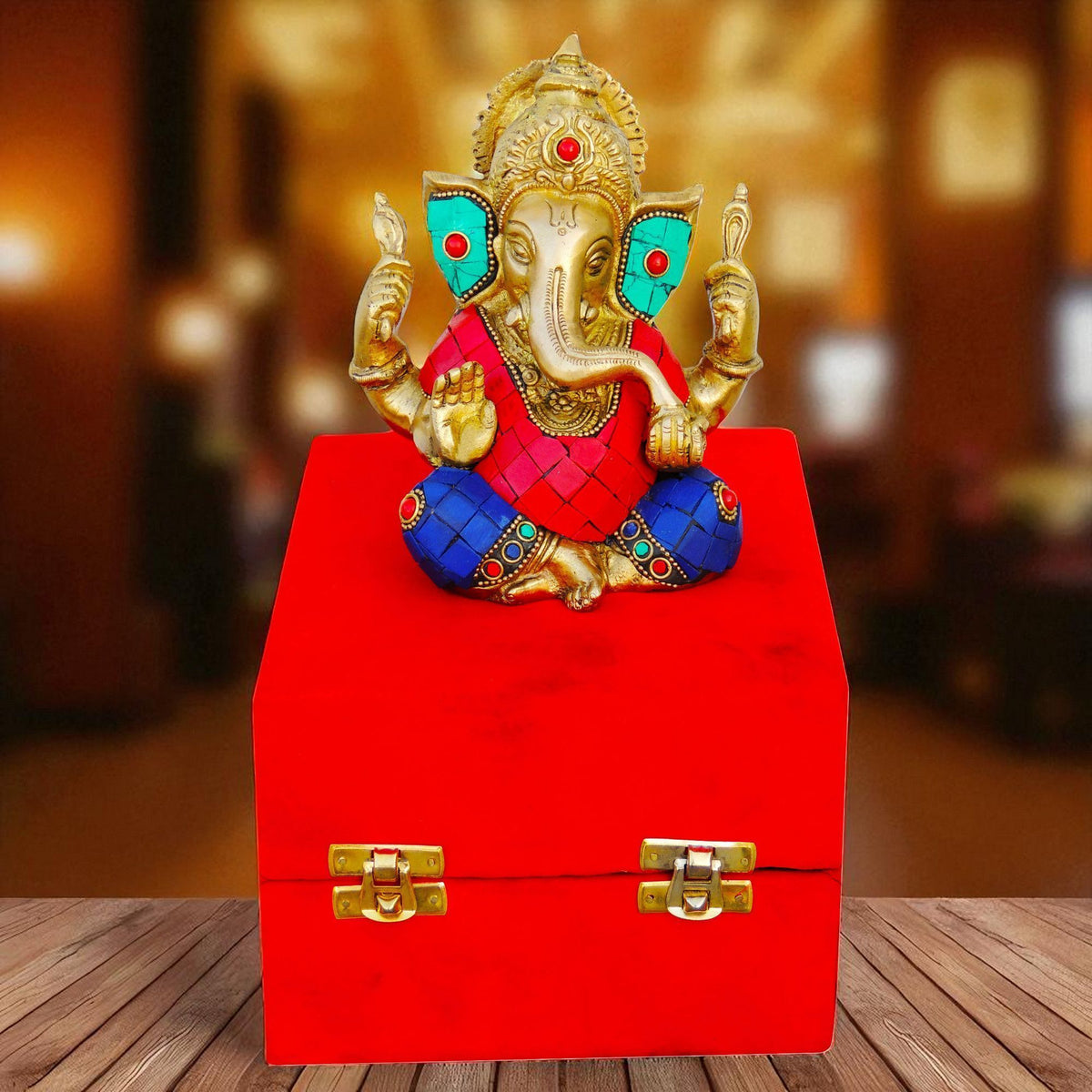 Brass Showpiece Ganesh Ji stone God Idol Statue - 5*3*6 inch (BS656)