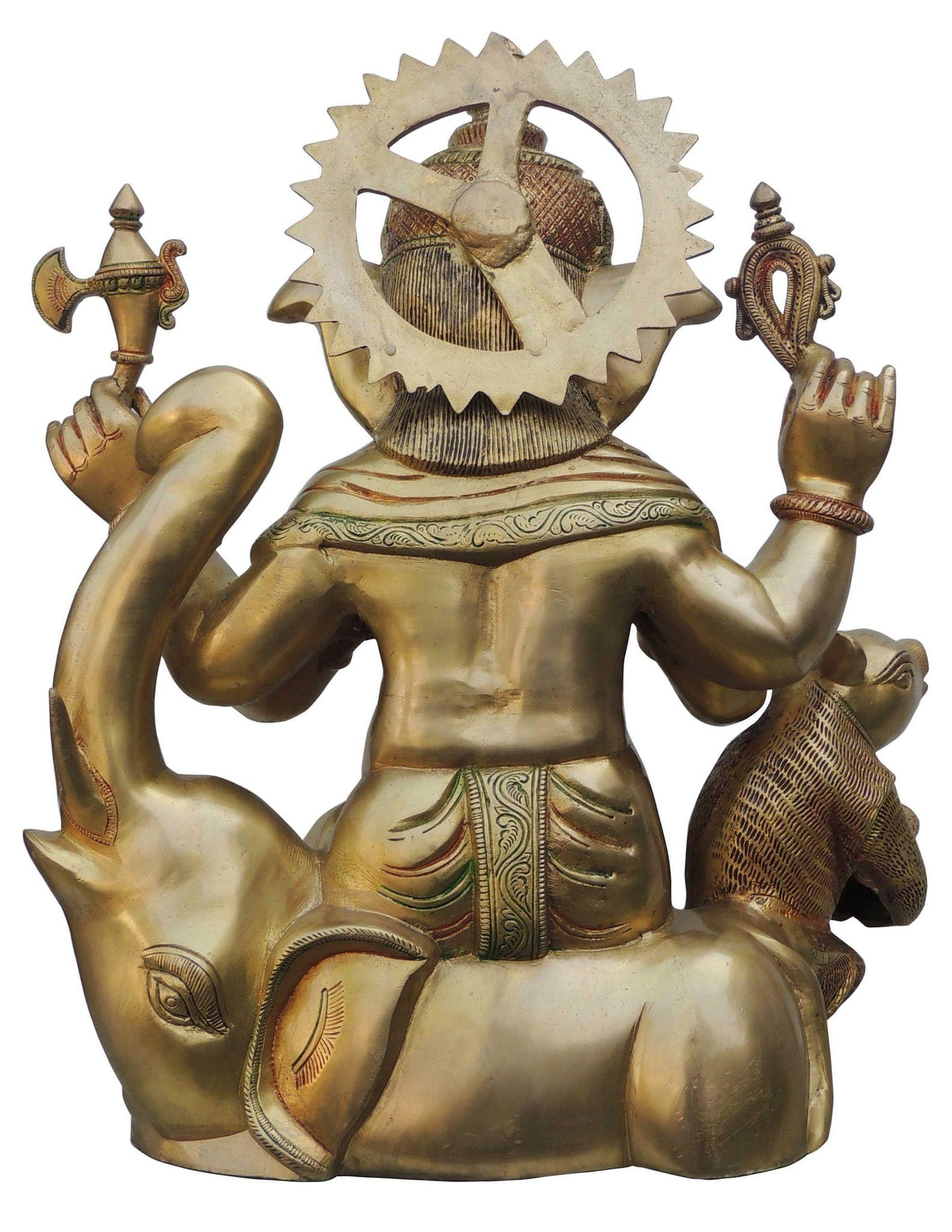 Brass Showpiece Ganesh Ji Big With Elephant Statue - 18.5*9.5*20.7 Inch (BS659)