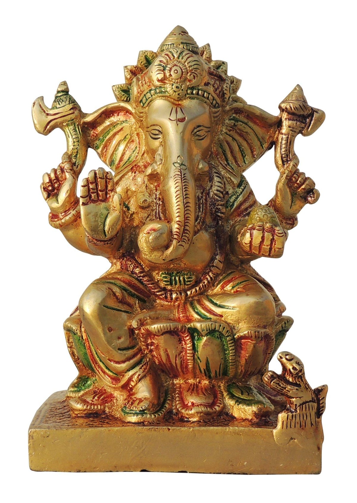 Brass Showpiece Ganesh Ji God Idol Statue - 5.2*3.2*6.7 inch (BS667 B)