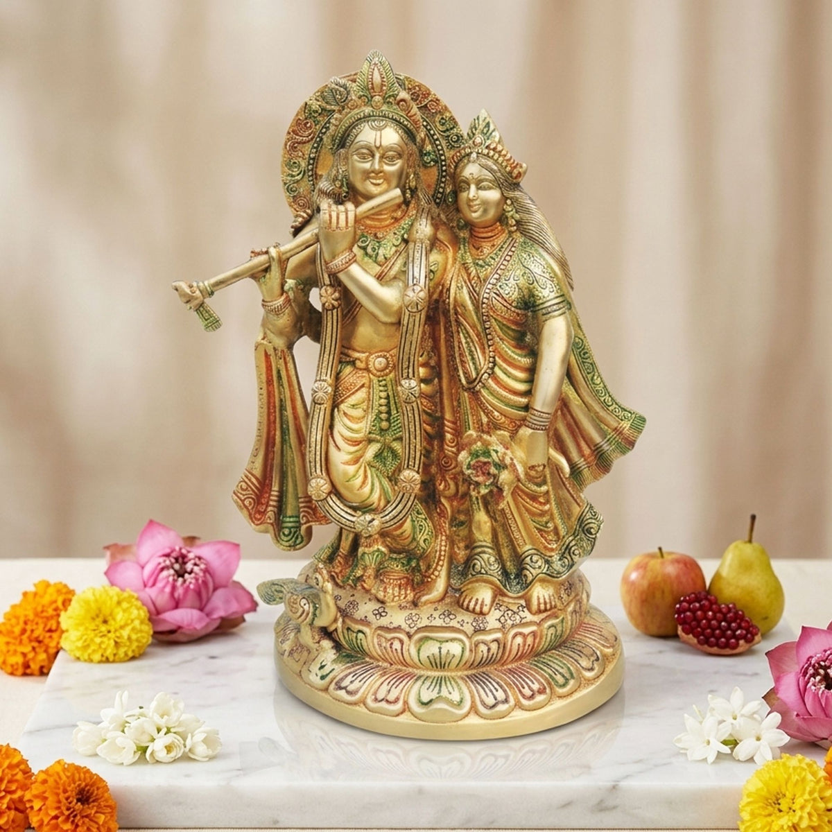 Brass Showpiece Radha Krishna Statue - 8*5.5*11.5 Inch (BS688 B)
