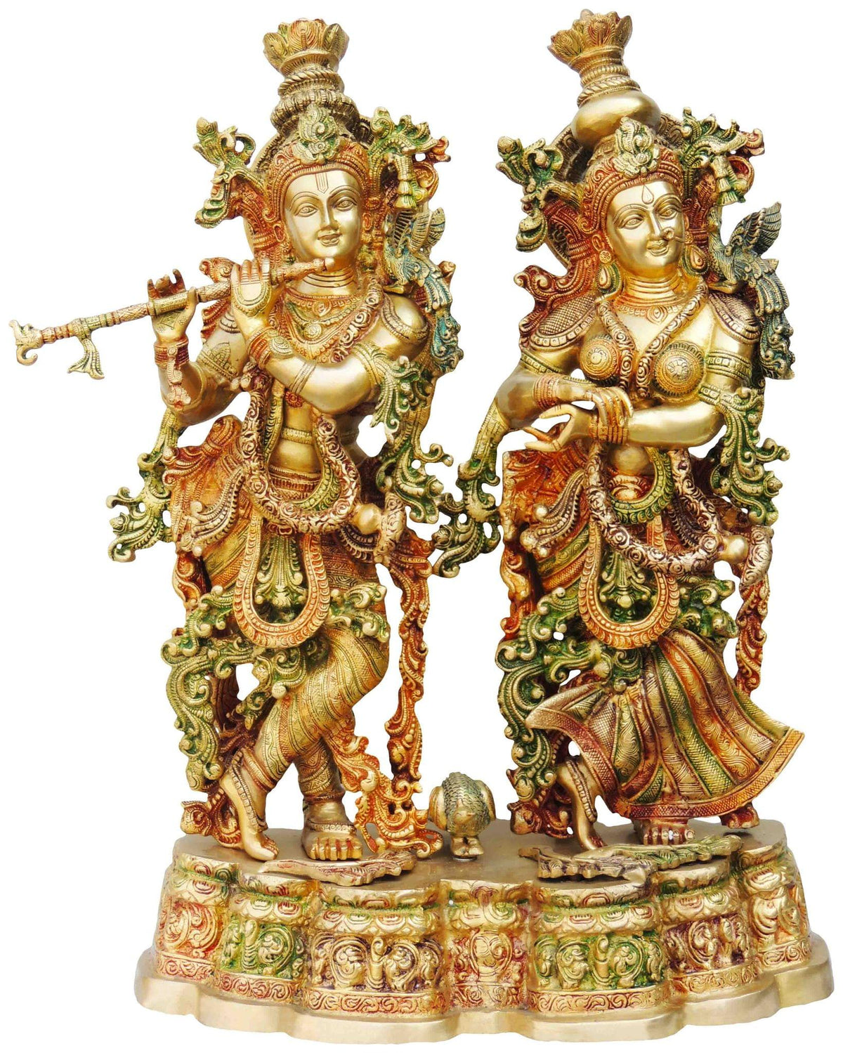 Brass Showpiece Radha Krishna platform God Idol Statue  - 19*12*27 inch (BS689 A)