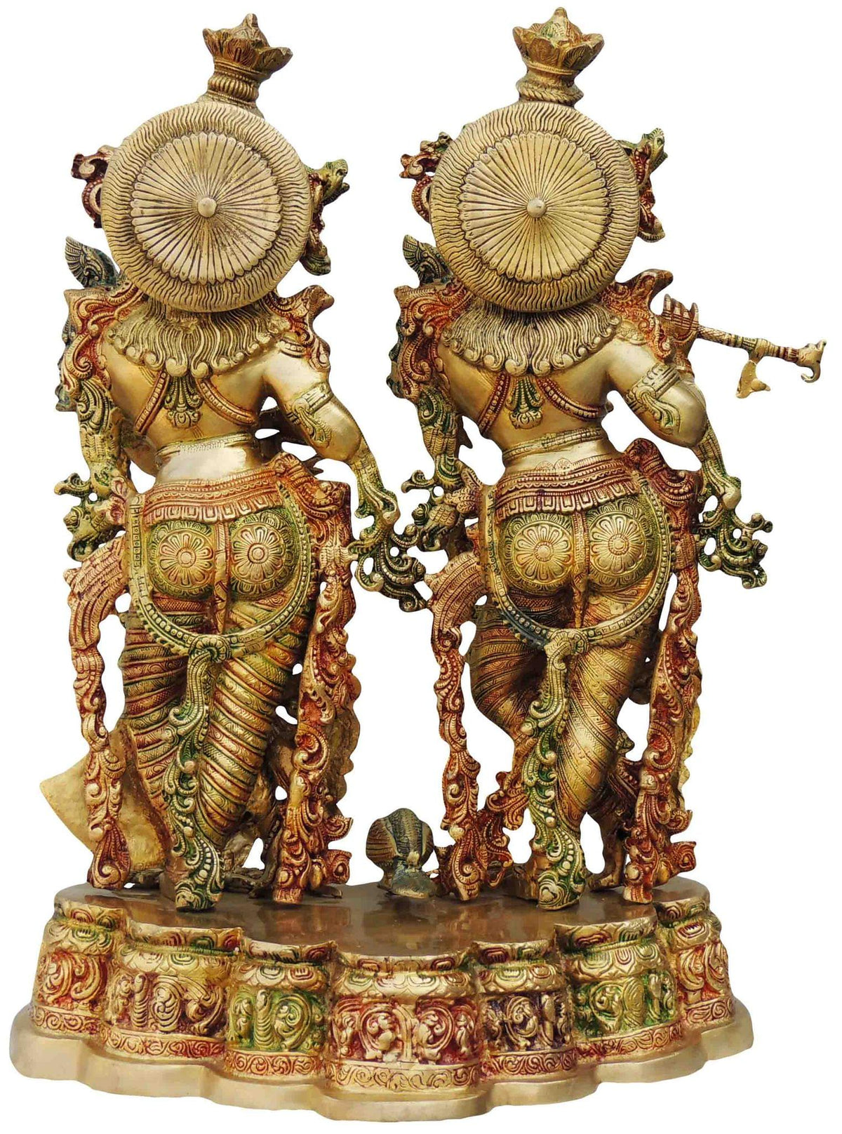Brass Showpiece Radha Krishna platform God Idol Statue  - 19*12*27 inch (BS689 A)