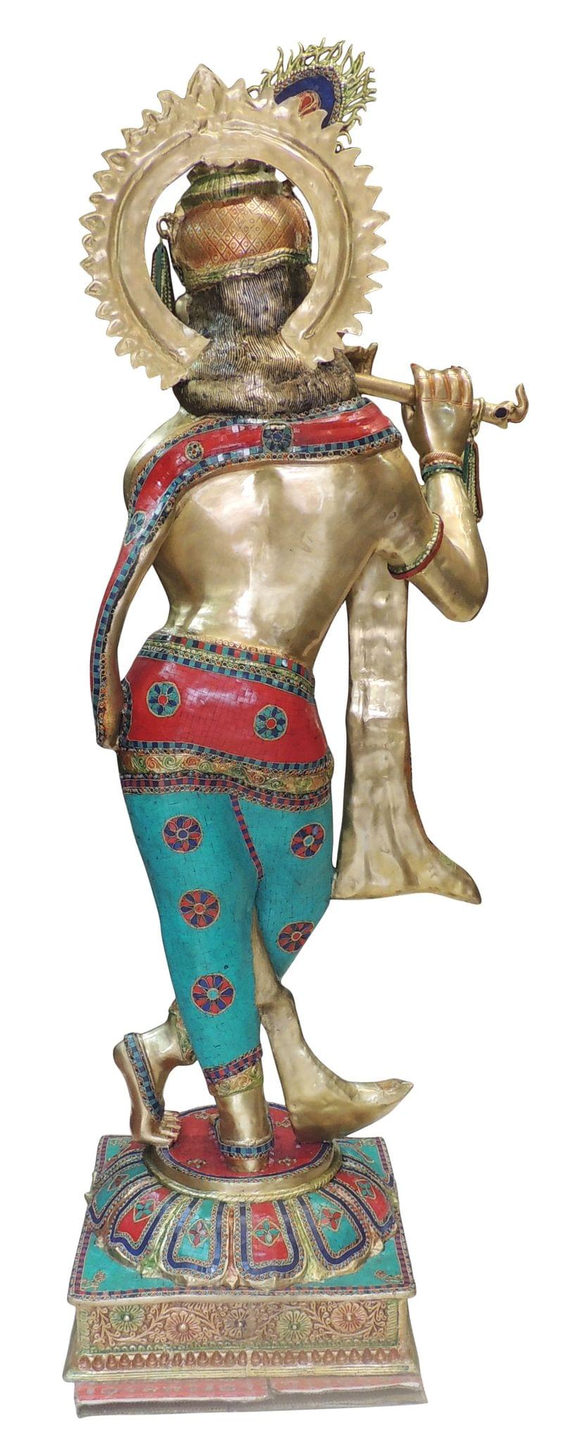 Brass Showpiece Krishna God Idol Statue - 25*24*78 Inch (BS691 A)