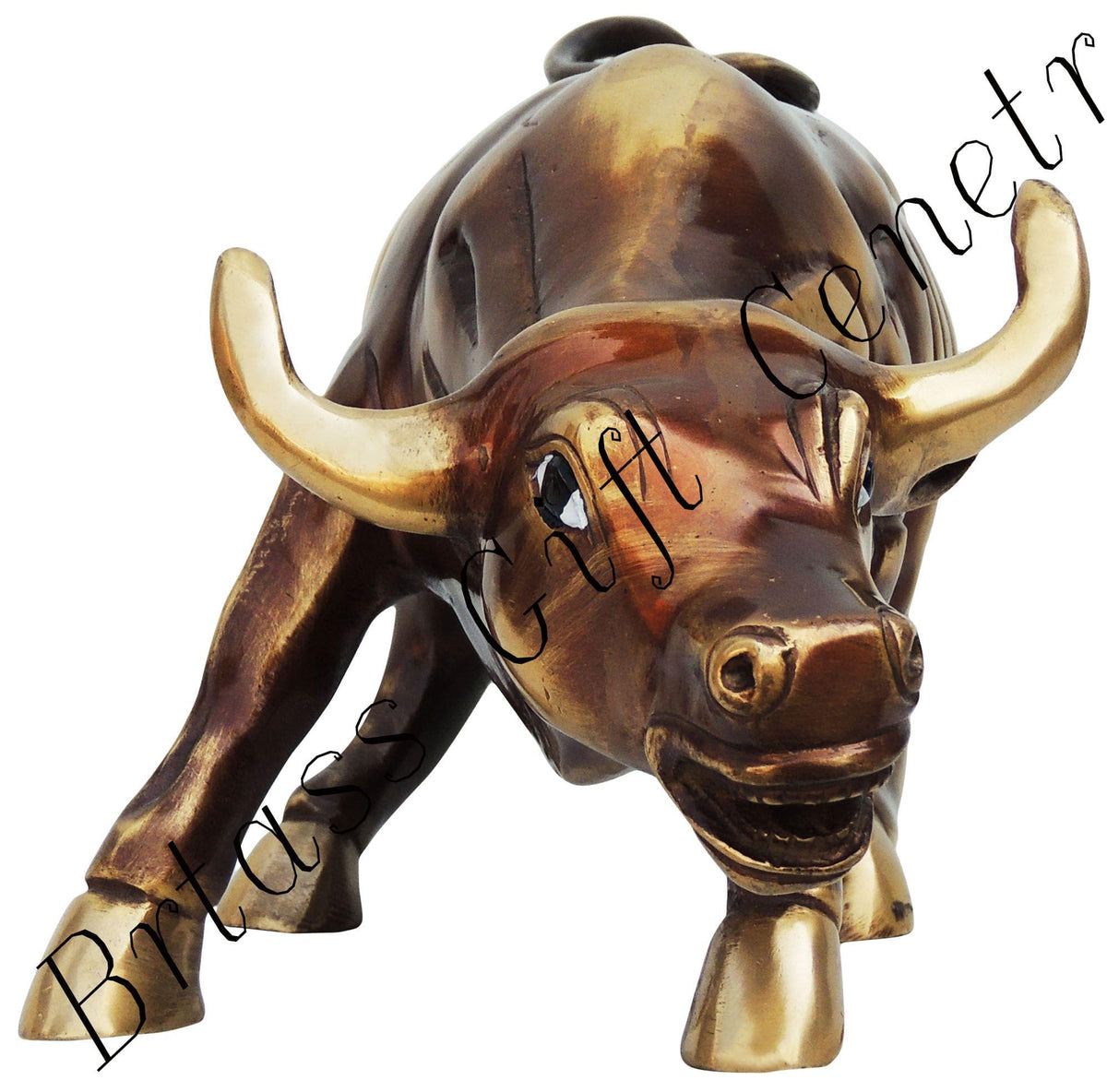 Brass Showpiece Bull Small Statue - 12*5*6 Inch (BS728 A)