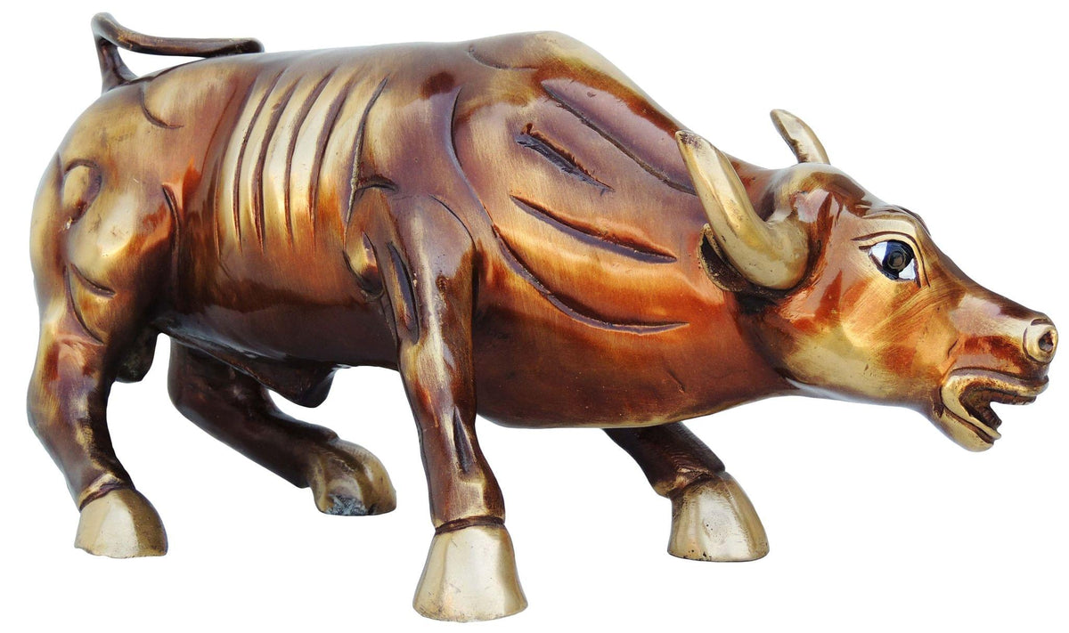 Brass Showpiece Bull Small Statue - 12*5*6 Inch (BS728 A)