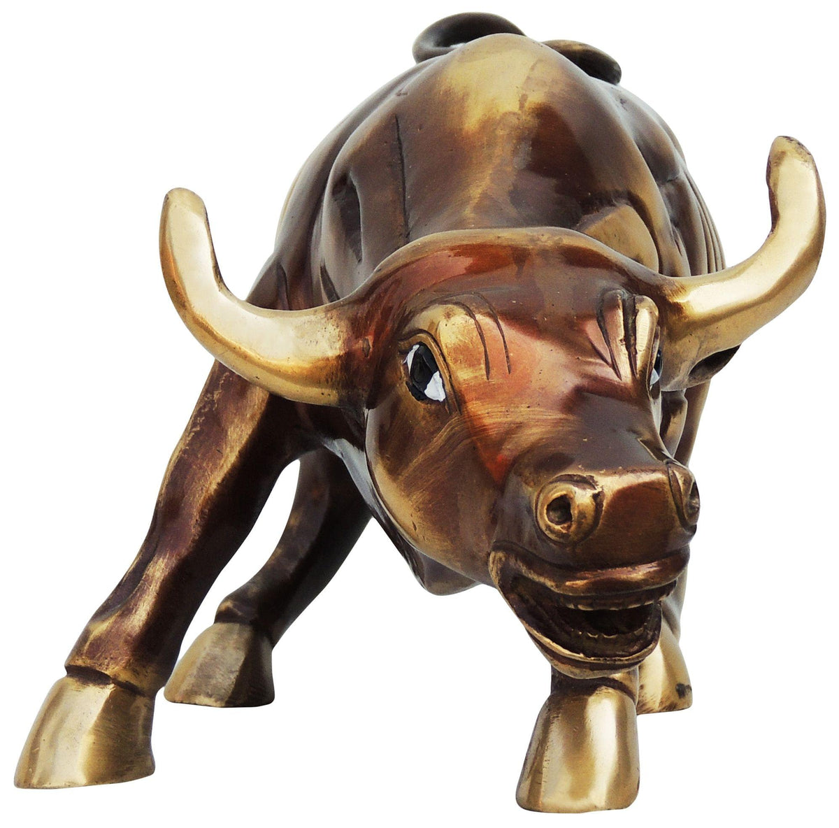 Brass Showpiece Bull Statue Medium With Antique Finish- 15*6.5*8 Inch (BS728 B)