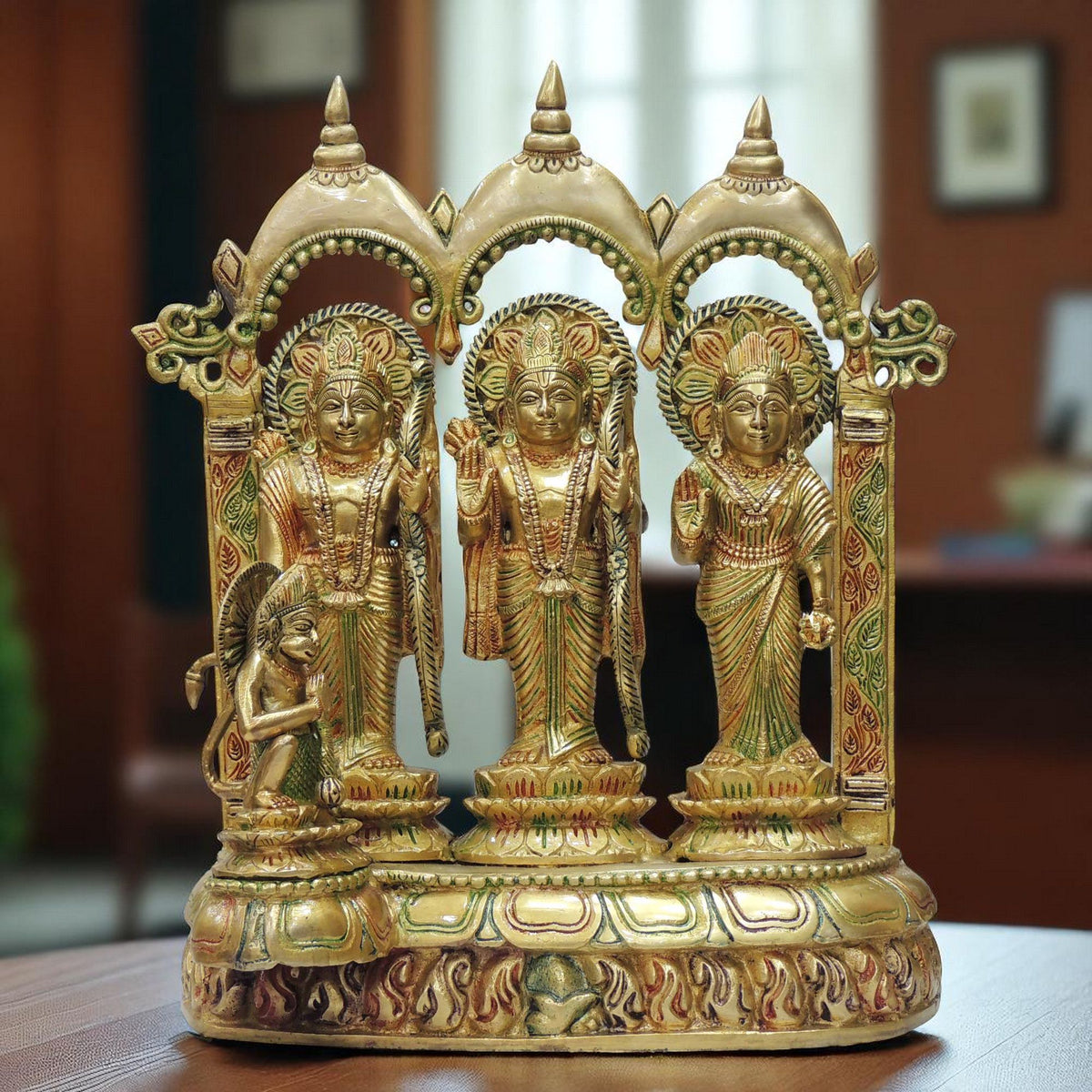 Brass Showpiece Ram Darbar Stone God Idol Statue  - 10*5*14 inch (BS330)