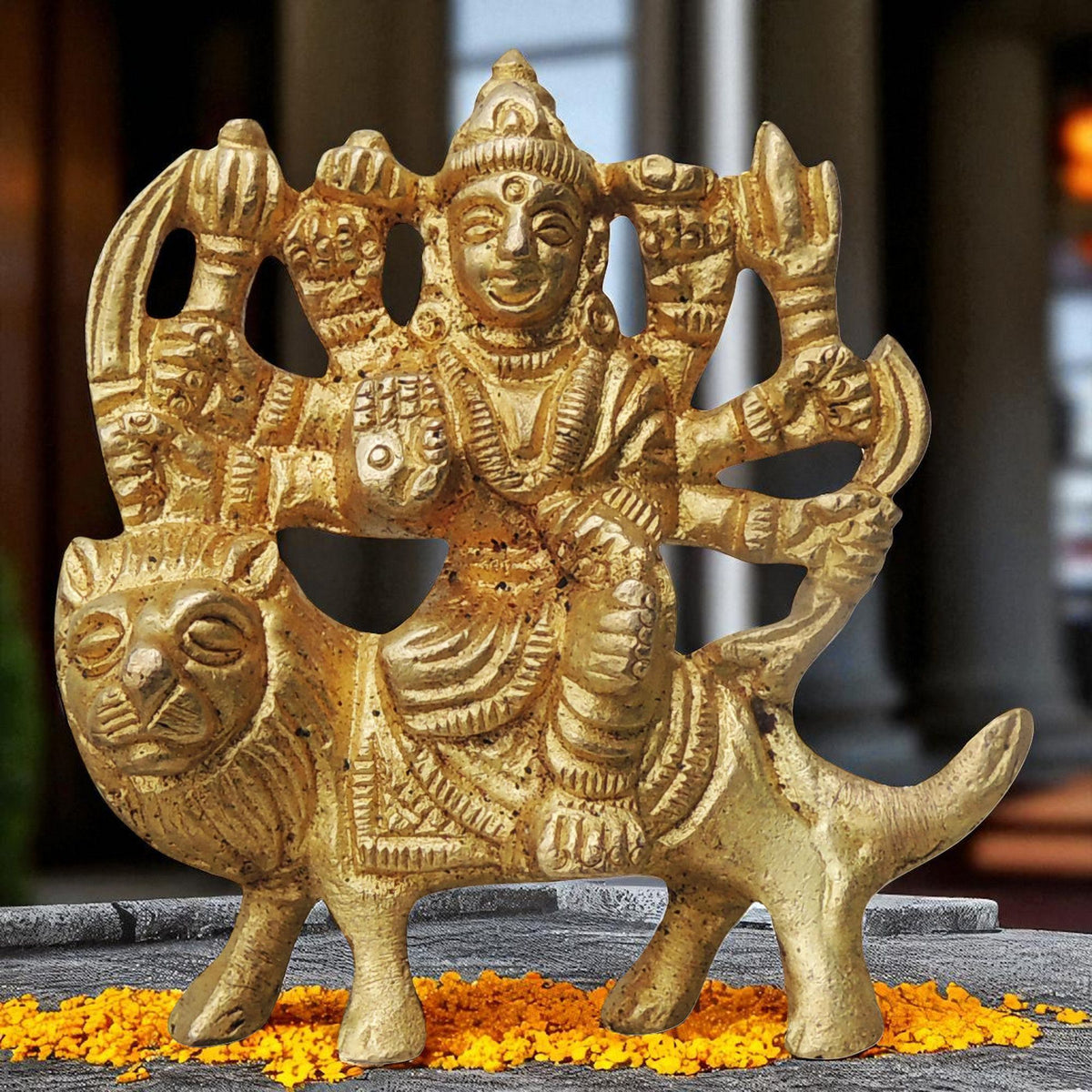 Brass Showpiece Durga Ji God Idol Statue - 2*0.7*2.3 inch (BS746 C)